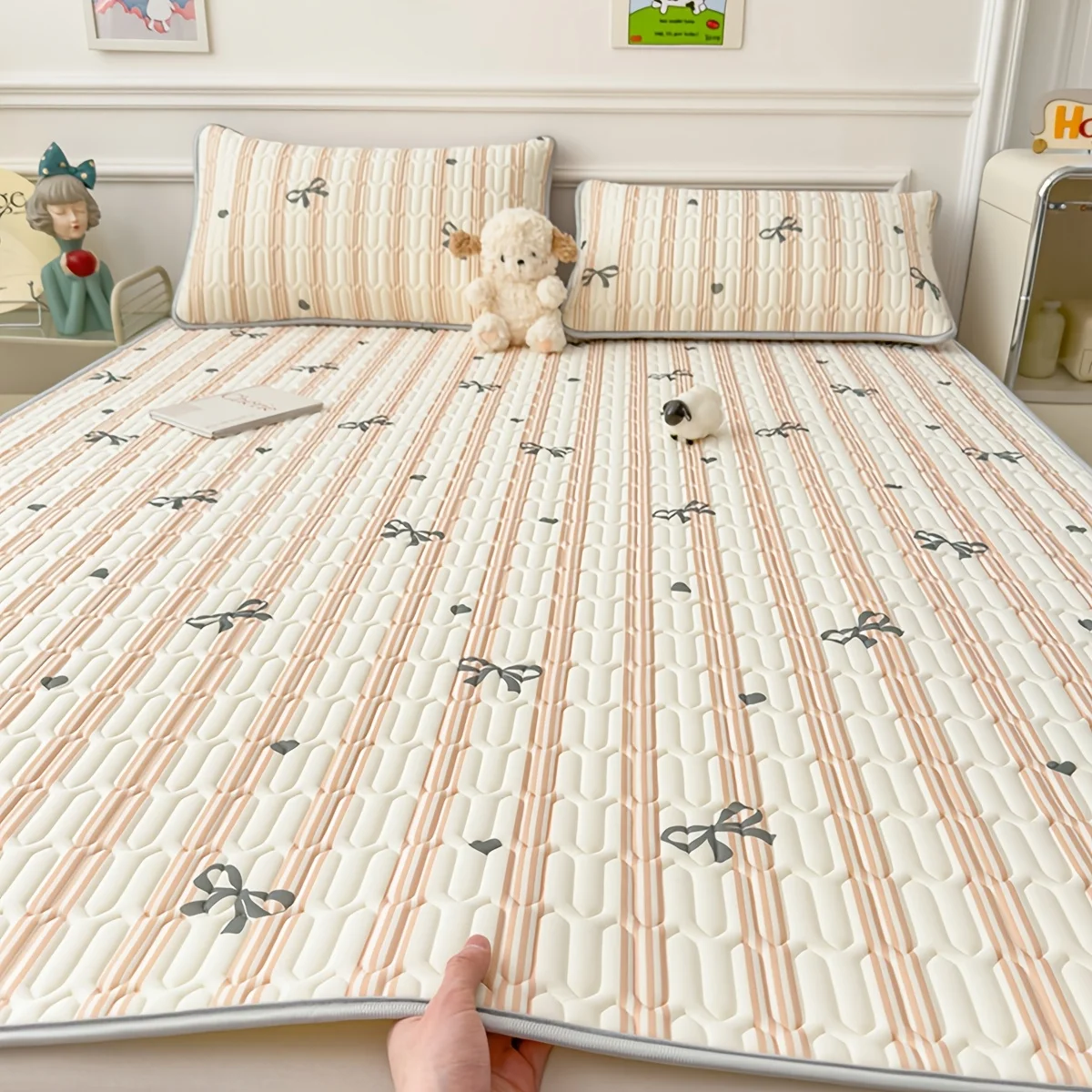 

2/3 шт. милое детское мягкое крутое многосекционное летнее постельное белье, дышащий латексный коврик и наволочка, которую можно стирать (1 коврик + 2 наволочки)