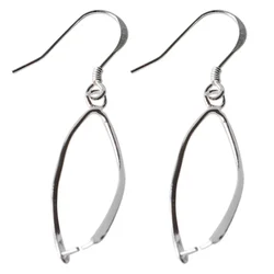 Solid .925 Sterling Silver Fish Hook Ear Wires with Pinch Bails, Silver Pendant Clasp Earring Hooks for DIY Jewelry Making