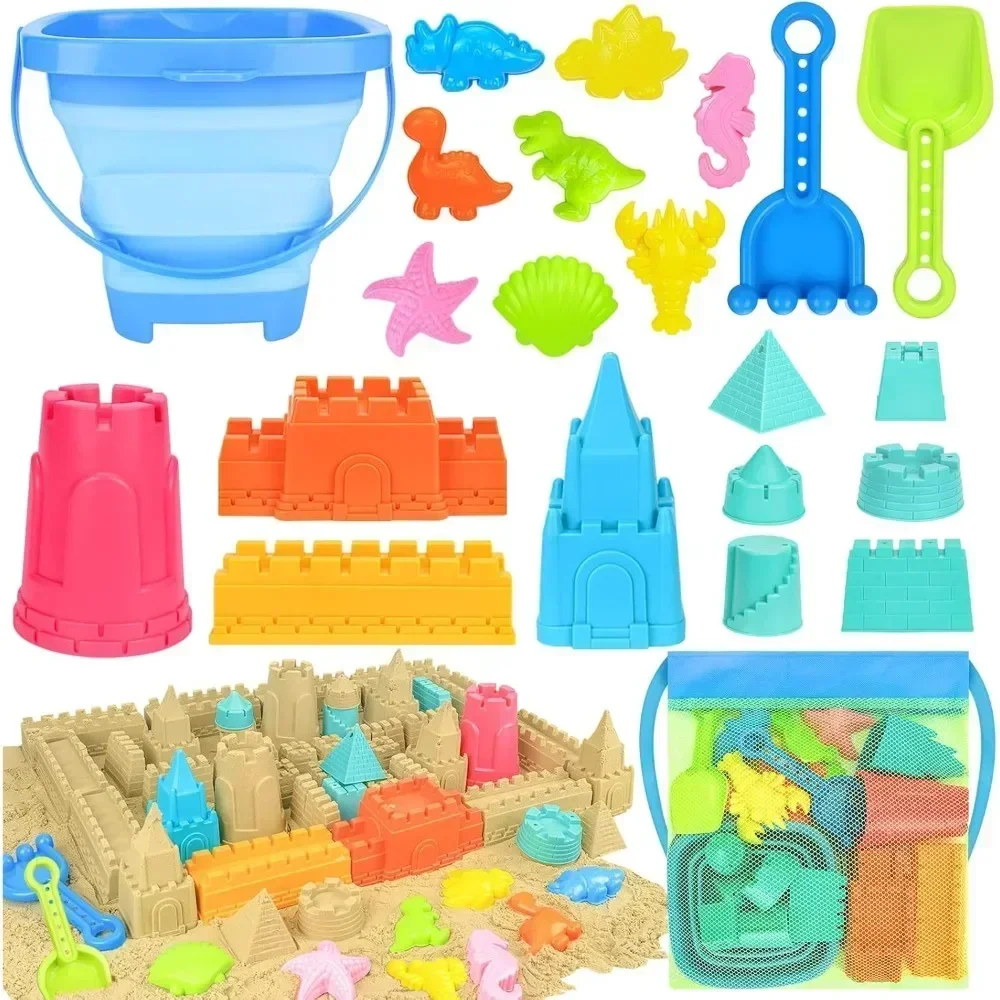 collapsible-beach-toys-for-kids-sand-bucket-shovels-set-with-mesh-bag-sand-castle-travel-sand-toys-sandbox-toys-for-toddlers