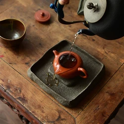 Tea Tray Teapot Saucer Water Storage Stone Plate Antique Teaware Home Table Decoration Office Accessorie Kungfu Teaset Teaboard