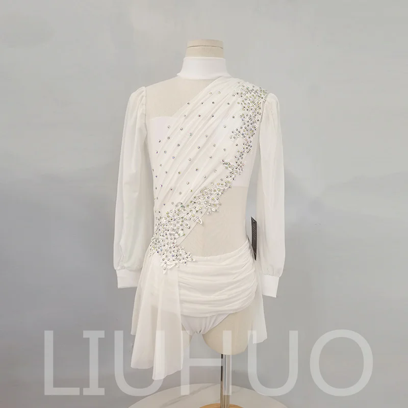 LIUHUO Lyrical Dancing Dress for Performance White Color Pole Skirt Factory Customize