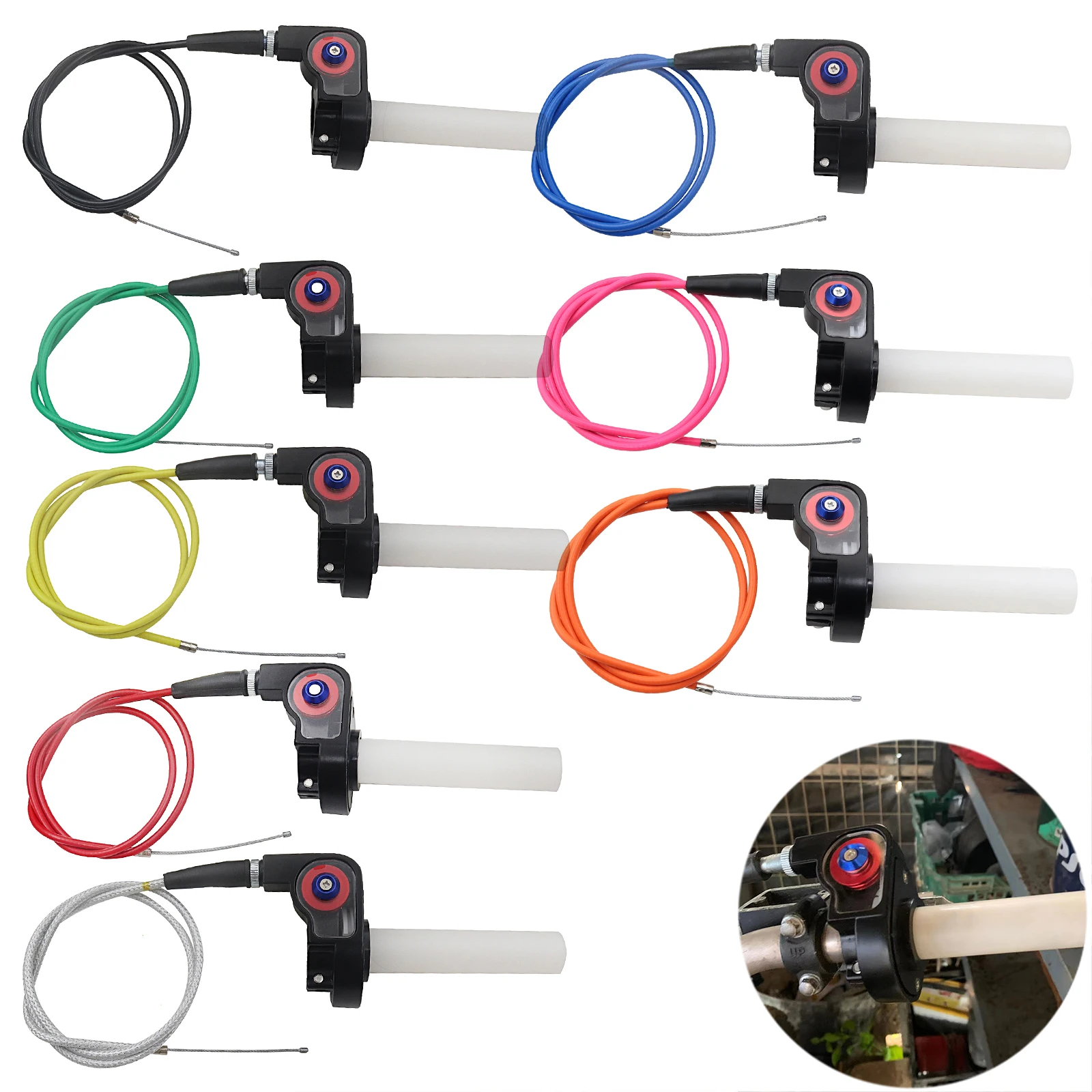 Enduro Motocross Motorcycle Accelerator Throttle Handle Grips Parts Universal 1200mm Cable 22mm 7/8'' Dirt Pit Bike Accessories