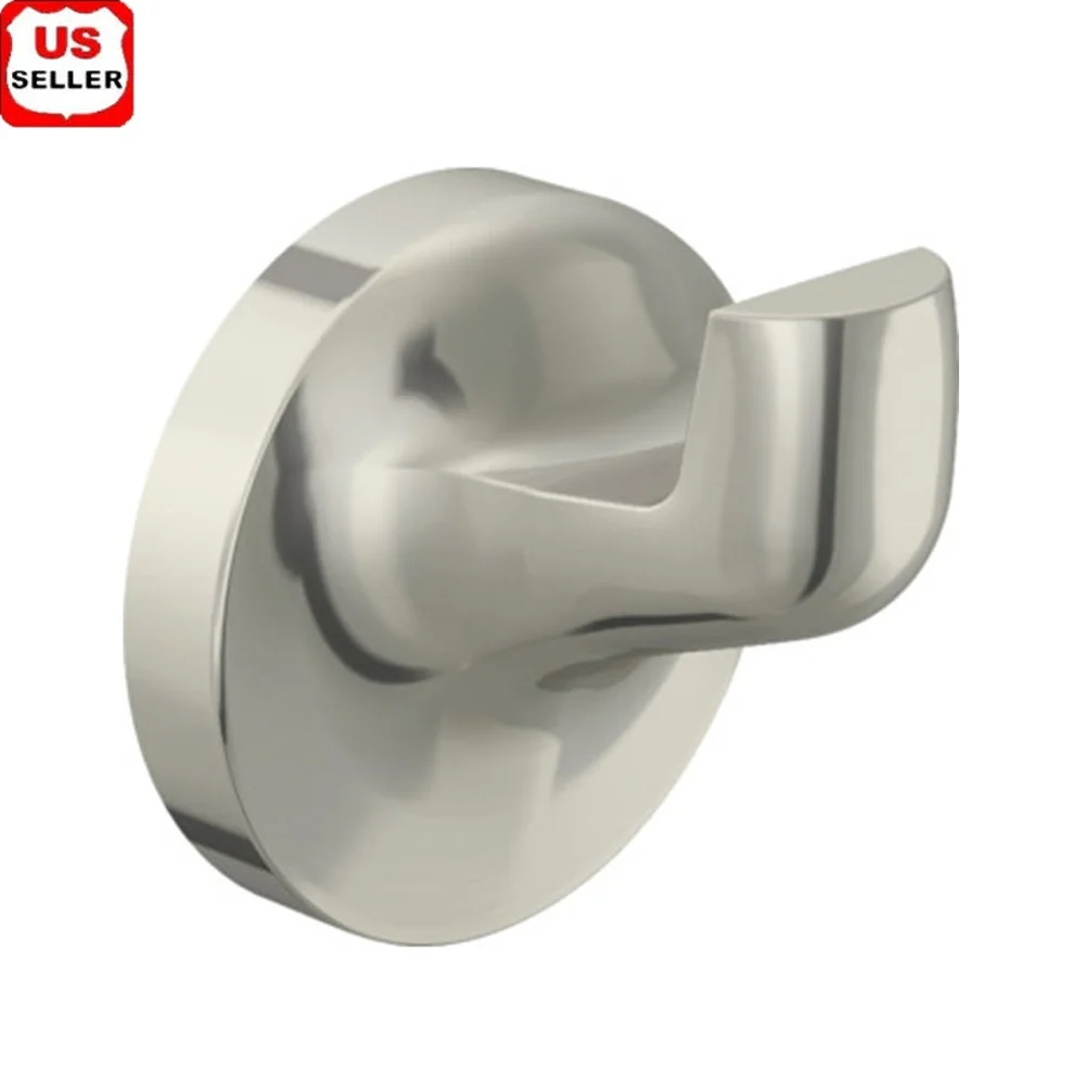 

Современный крючок для халата для хранения в ванной комнате Матовый никель Прочная цинковая конструкция Простая установка Скрытые винты Прочный дизайн EZ