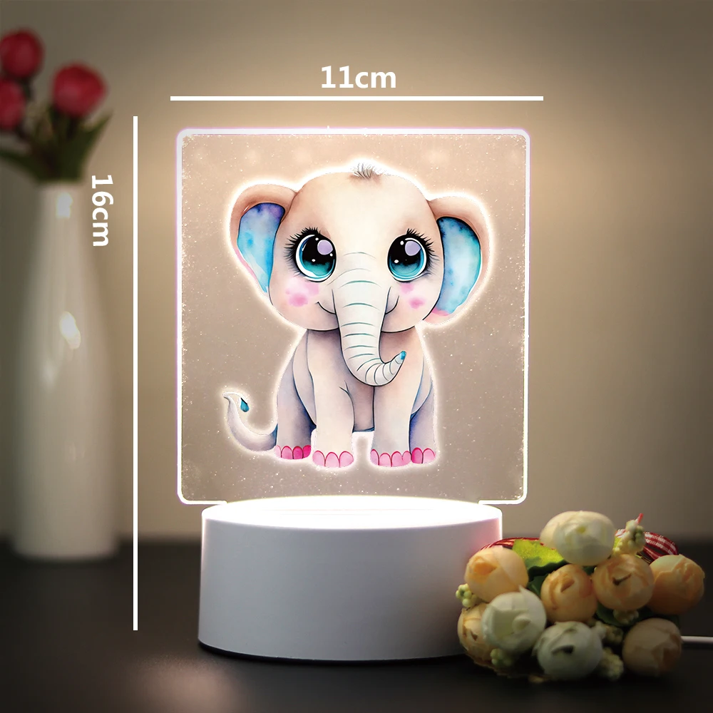 elephant 3D Led Night Lamp Table Lamp  3D Night Light With Black Base For Bedroom Decor Light Kids Night Light