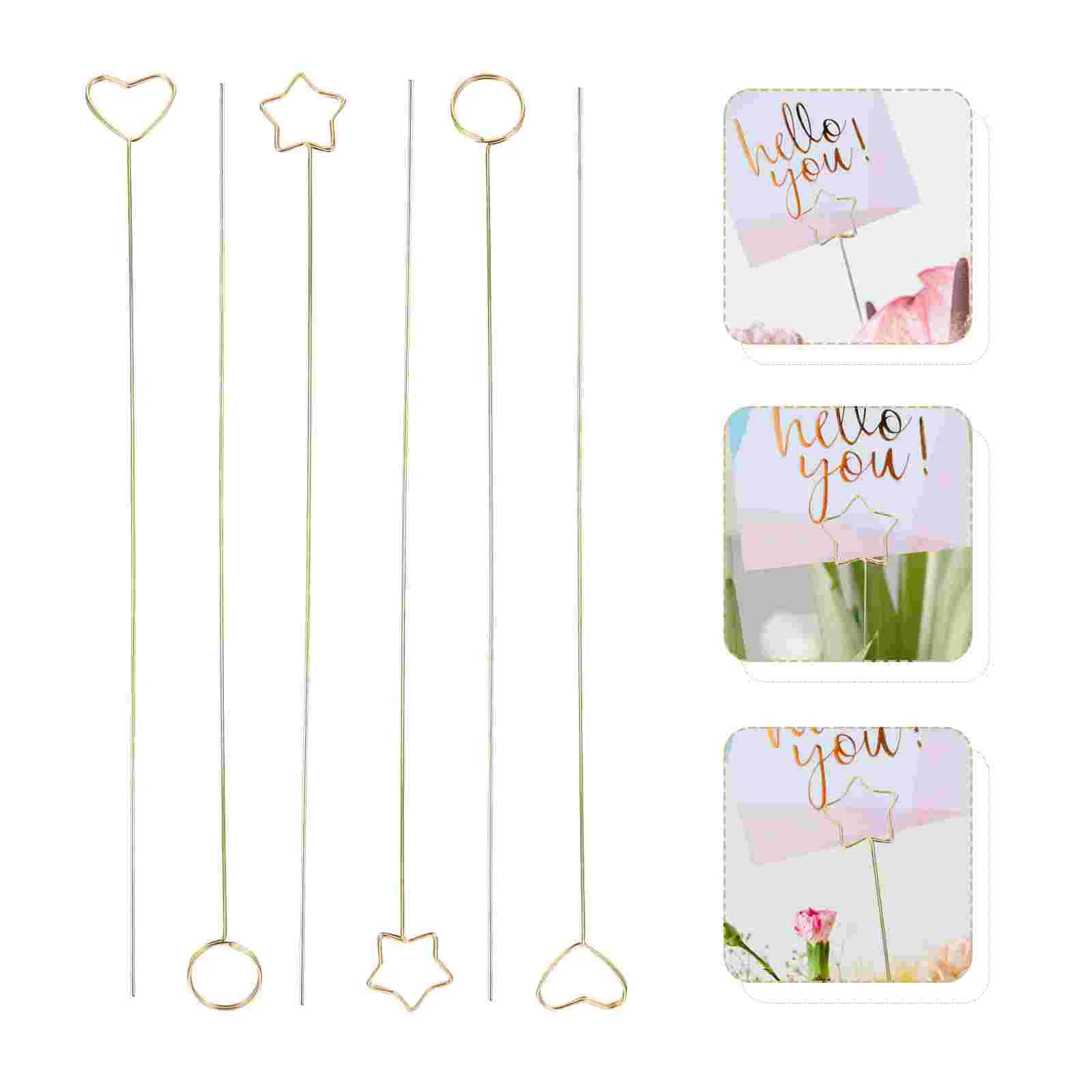 30 Pcs Flower Card Holder Metal Floral Pick Clip Bouquet Golden Wedding Place Cards Note Memo Clamp