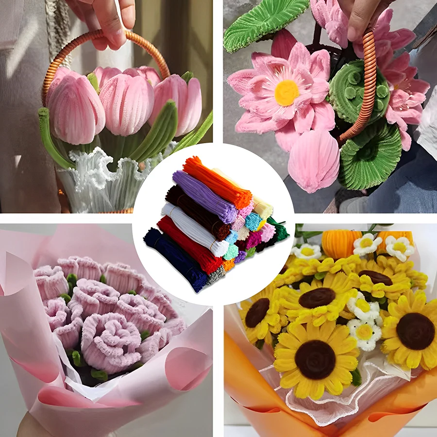200/420pcs Craft Pipe Cleaners Colorful Chenille Stems for DIY Mom Gift Handmade Flower Bouquet, Heart Wreath Holiday Decoration view 5