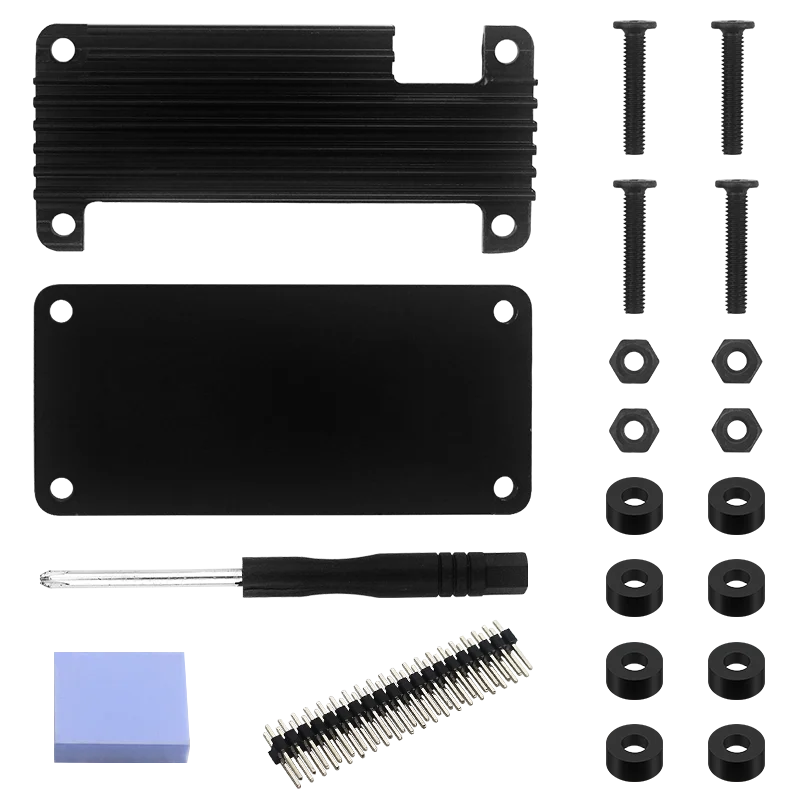 Funda de aluminio Banana Pi M2 Zero con cabezal GPIO, destornillador disipador de calor, carcasa de Metal, refrigeración pasiva para Banana Pi M2 Zero