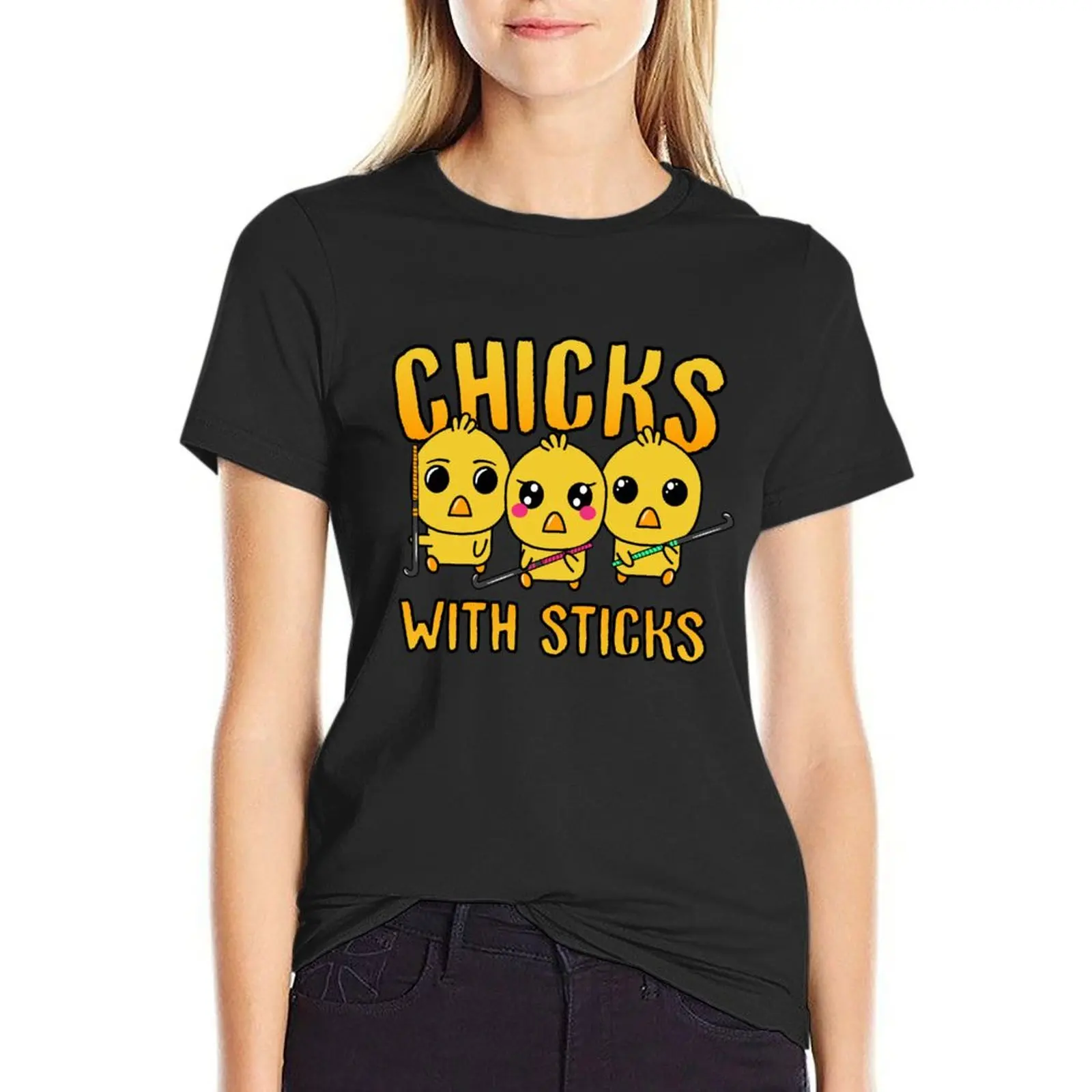 Chicks With Sticks Girls Field Hockey T-Shirt shirts graphic tees plain anime clothes korean Women's clothes