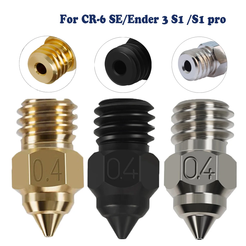 MK8 Nozzle CR-6 SE Hard Steel Brass Copper Plated Nozzles 3D Printer Parts for CR6 SE CR5 PRO Ender 3 S1 pro CR10 V2 Ender5