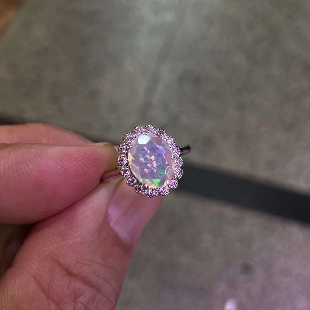 Elegant Natural White Opal Rings Sterling 925 Silver October Birthstone 10*8mm for Women Birthday Party Fine Jewelry - view 4