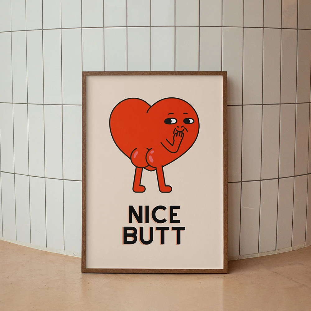 Funny Nice Butt Quotes Canvas Painting Print Bathroom Gift Toilet Sign Wall Art Poster Picture Girly Retro Heart Dorm Room Decor