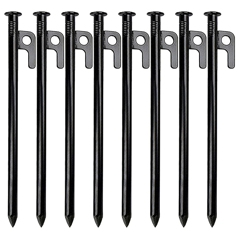 

8 Pack Tent Stakes Heavy Duty Metal Tent Pegs For Camping Steel Tent Stakes Unbreakable And Inflexible