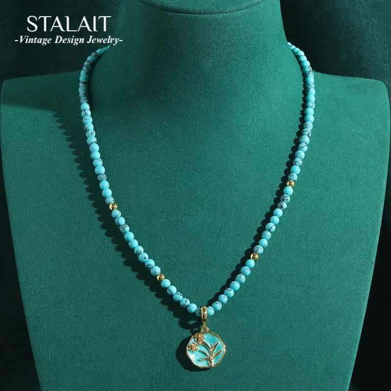 

4 мм богемные винтажные бусины, ожерелье, ювелирные изделия, круглые синие подвески, цепочка с камнем для женщин, роскошные дизайнерские свадебные аксессуары для невесты