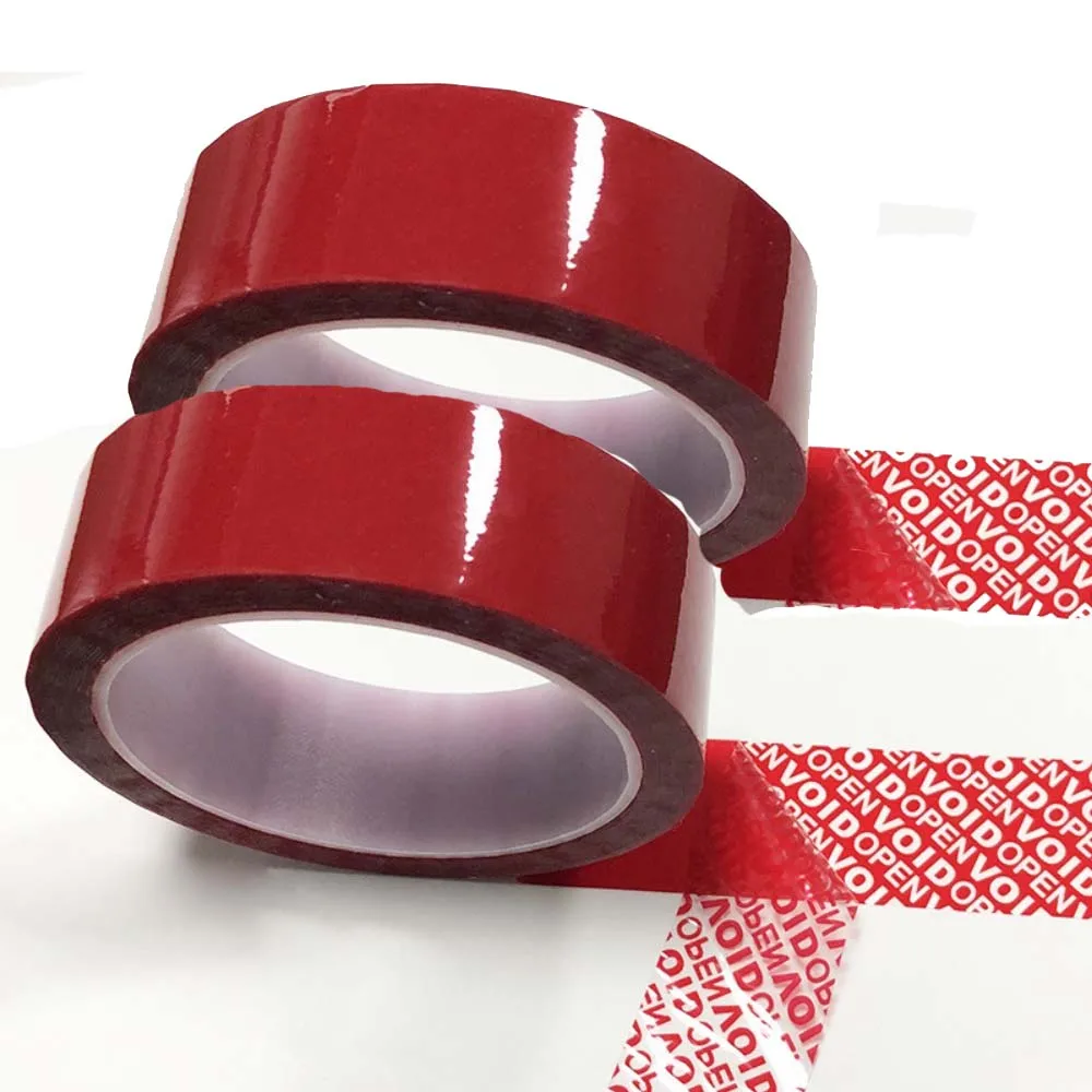 100% Total Transfer Tamper Proof Security Seal Tapes 1 Inch x 55 Yards “Void” Film, Red image 2