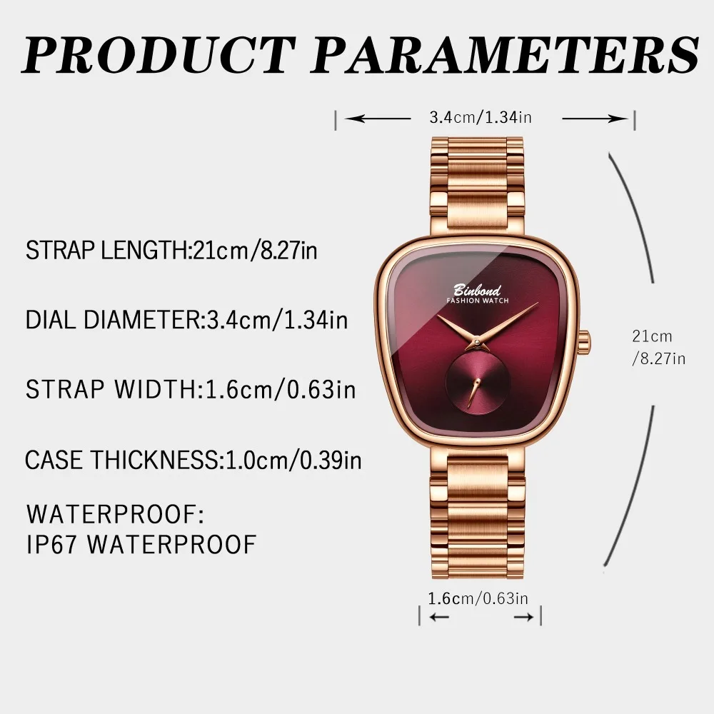 BINBOND 520Luxury Fashion Quartz Womens Watch Waterproof Steel Strip Personalized Watches for Women Relogio Feminino Reloj Mujer