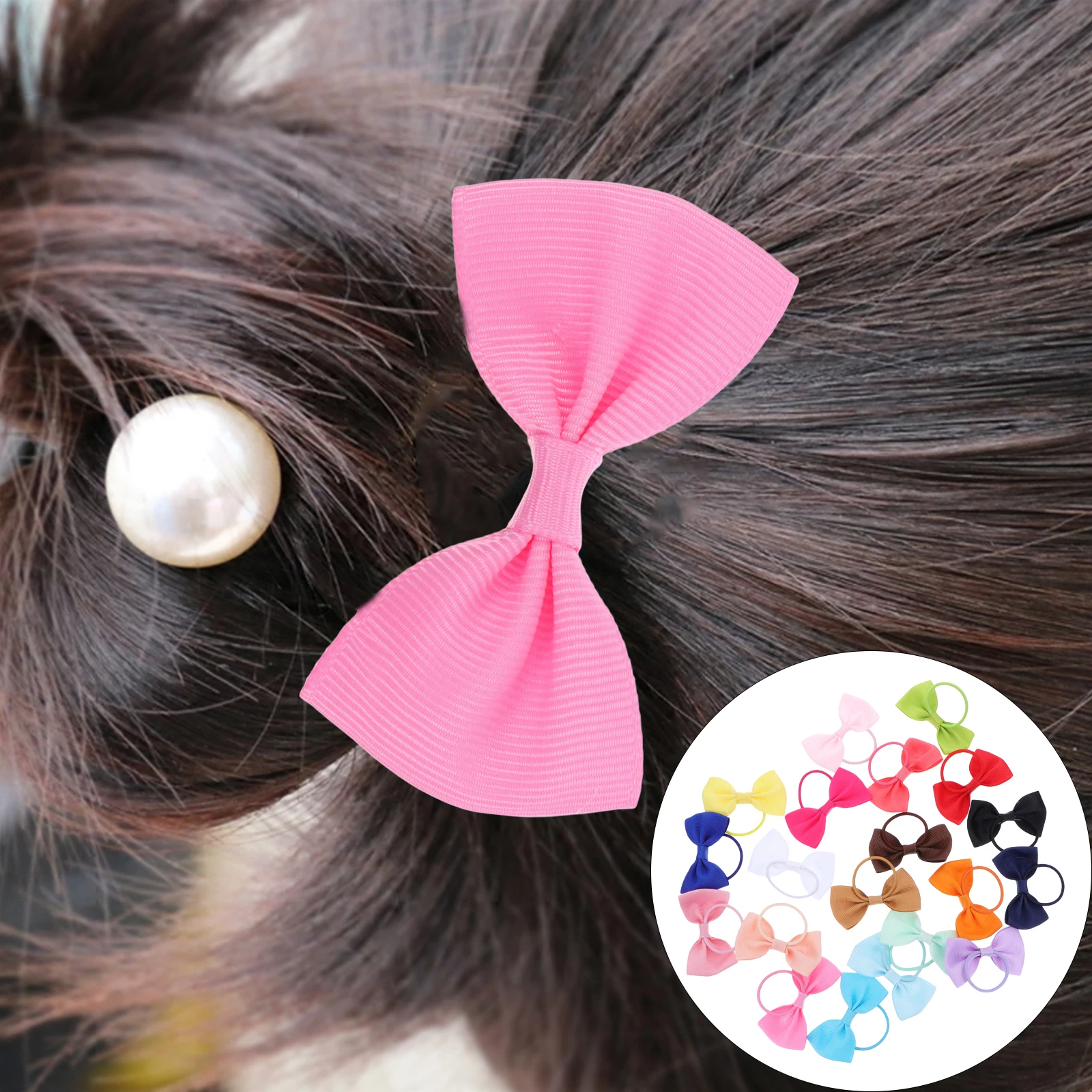 

20pcs Butterfly Knot Rings Colorful Christmas Ponytail Holders Ties Bowknot Hairbands Hair Rope Decorative