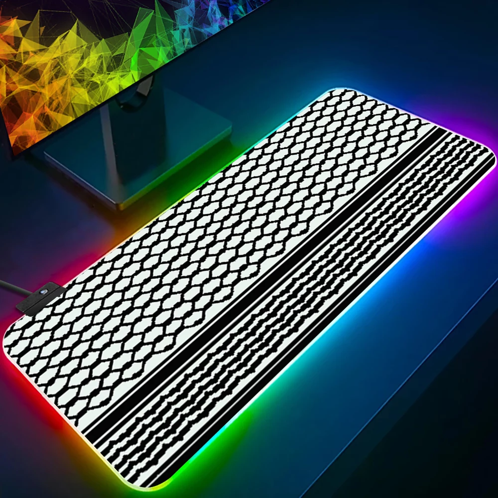 Hattah Keffiyeh RGB Pc Gamer klawiatura podkładka pod mysz podkładka pod mysz LED świecące podkładki pod mysz gumowa podkładka pod mysz do gier komputerowych