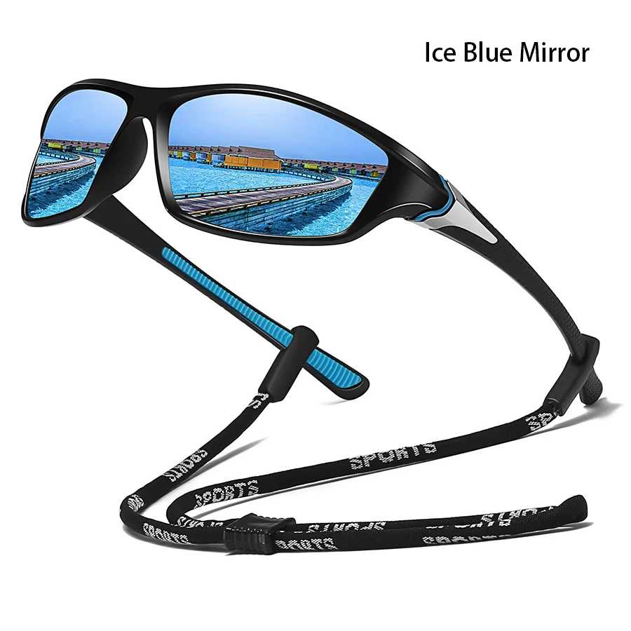 Modische UV400-Sonnenbrille mit Metallrahmen, Unisex, Outdoor-Sport-Schutzbrille mit Kette zum Bergsteigen und Angeln – Detail 3