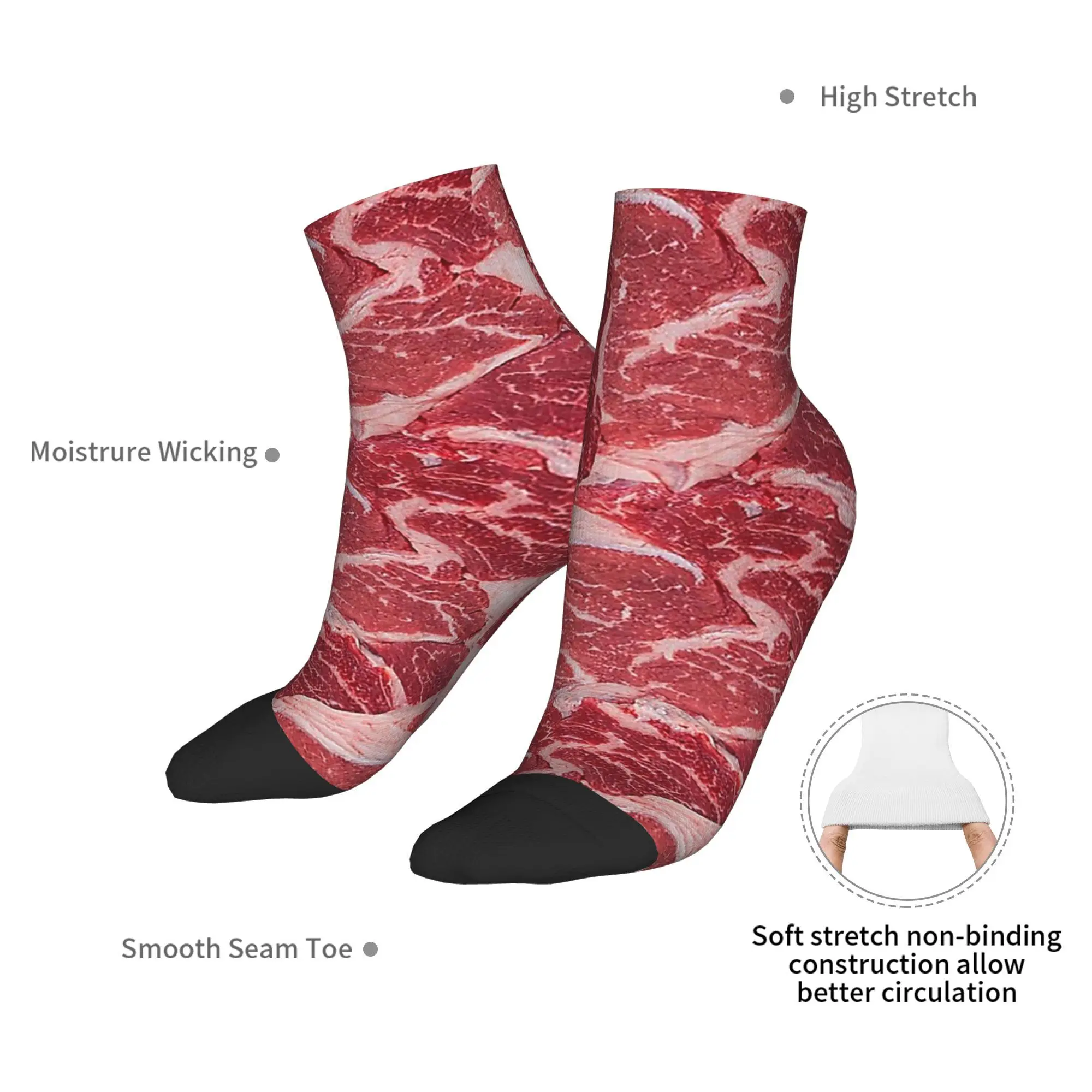 All Seasons Meat Socks Harajuku Sweat Absorbing Crew Socks Funny Stockings for Men Women Christmas Gifts