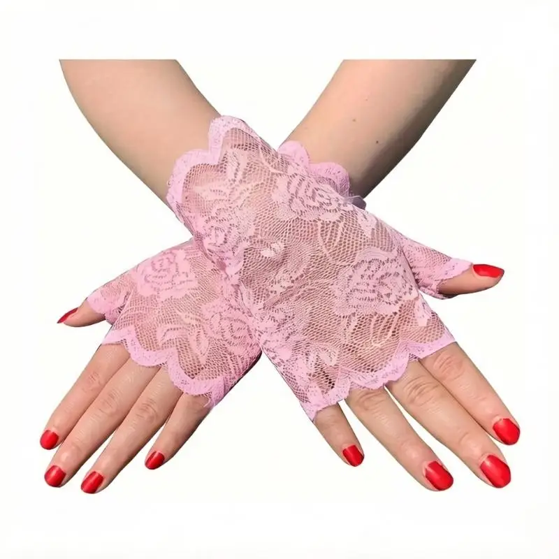 

39BB 1920S Hairband Lace Gloves Pearls Necklace Jewelry Set For Theme Party Stage Performances Horse Event