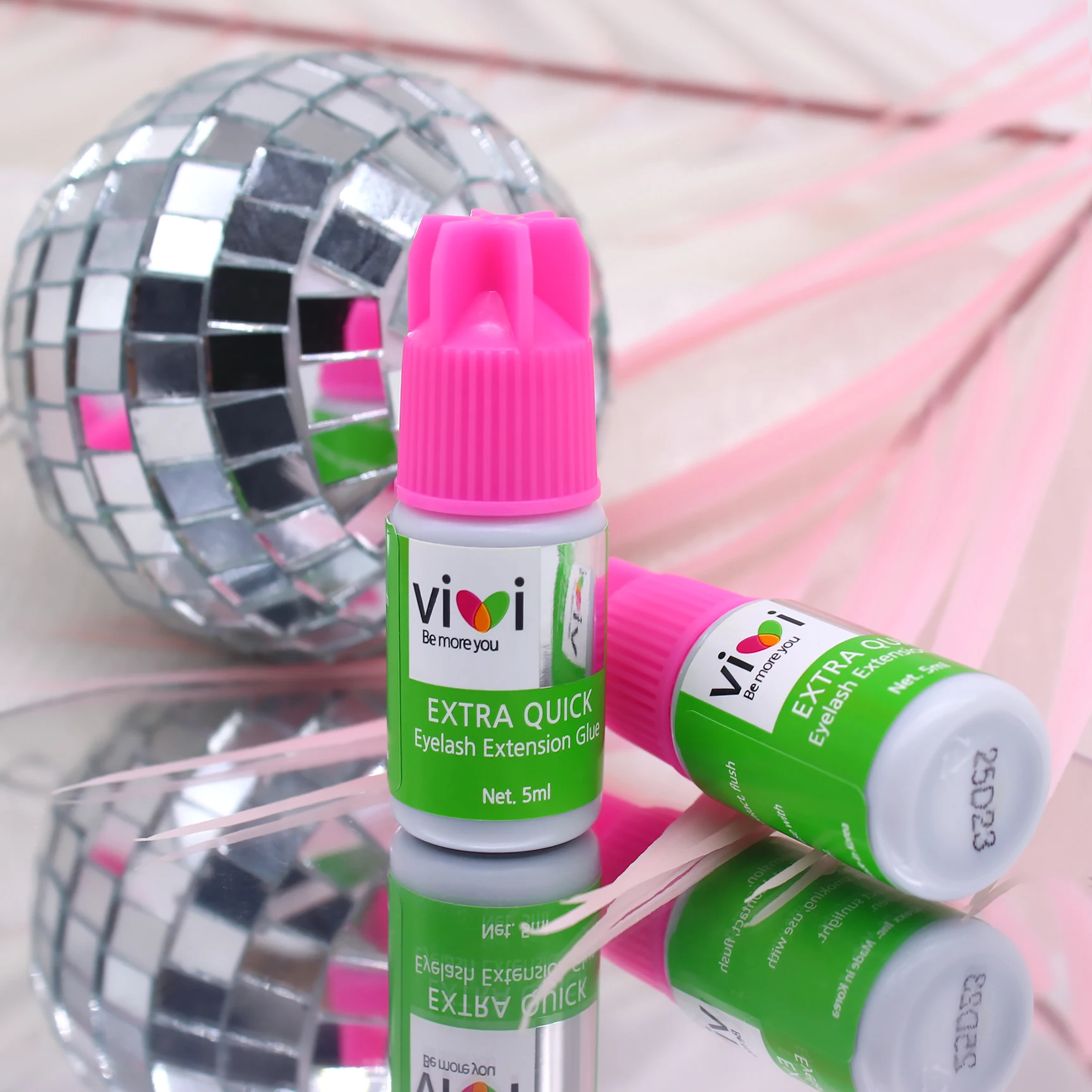 1 botella de pegamento VIVI Original de Corea para extensiones de pestañas, suministros de 5ml, herramientas de maquillaje, EXTRA RÁPIDO, 5ml, tapa rosa 1-2s de secado rápido