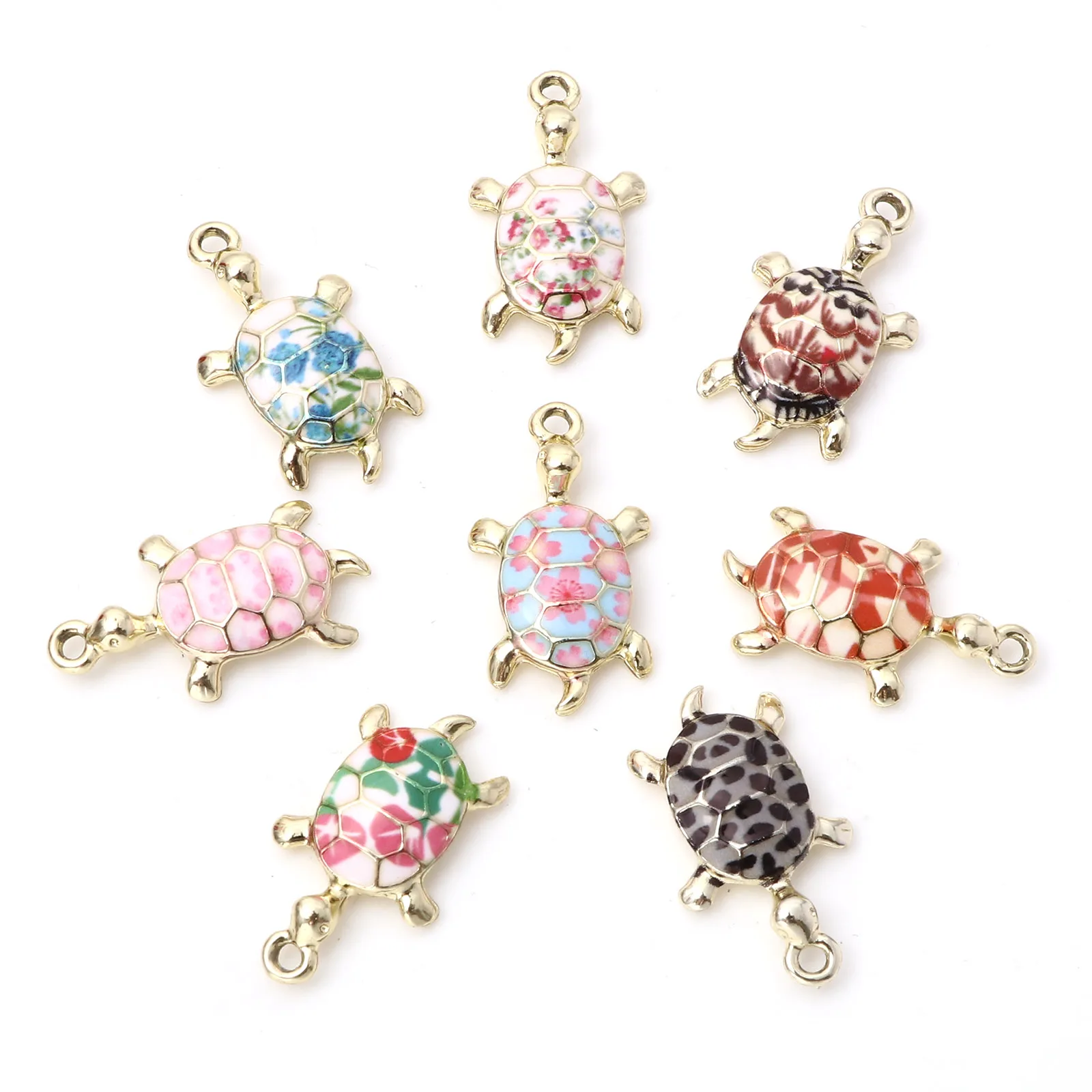 10PCs Ocean Sea Turtle Animal Charms DIY Jewelry Multicolor Enamel Pendant Necklace Bracelets Metal Pendants Jewelry 24mm x 14mm