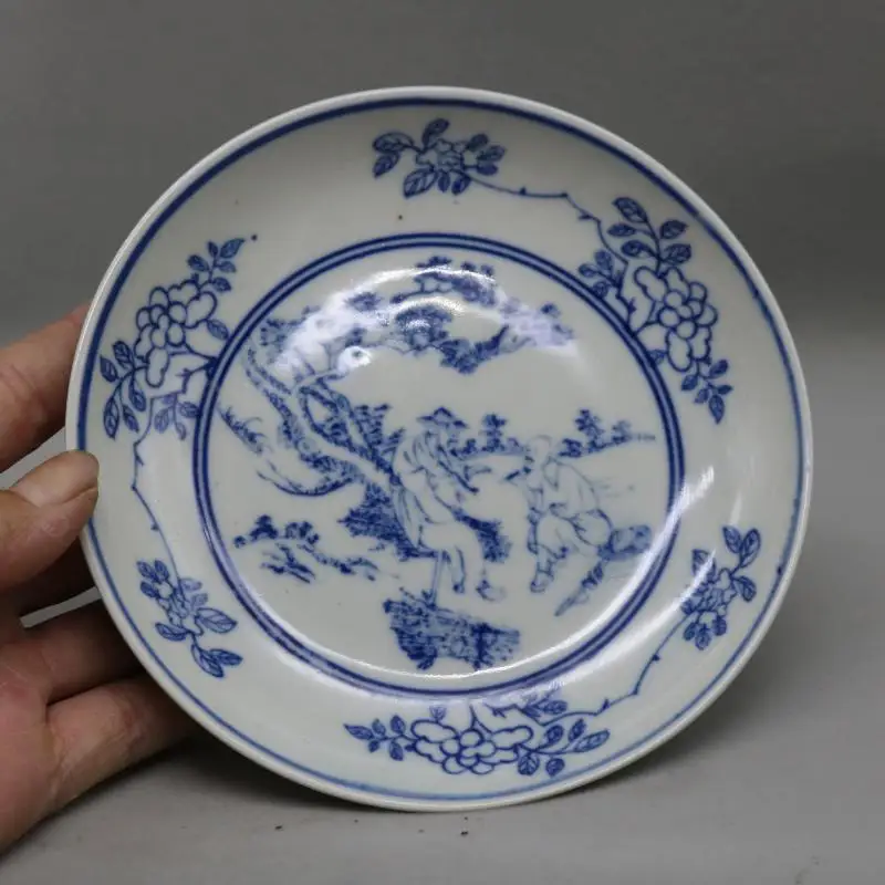 

Chinese Blue and White Porcelain Qing Kangxi Figure Painting Plate 6.0 inch