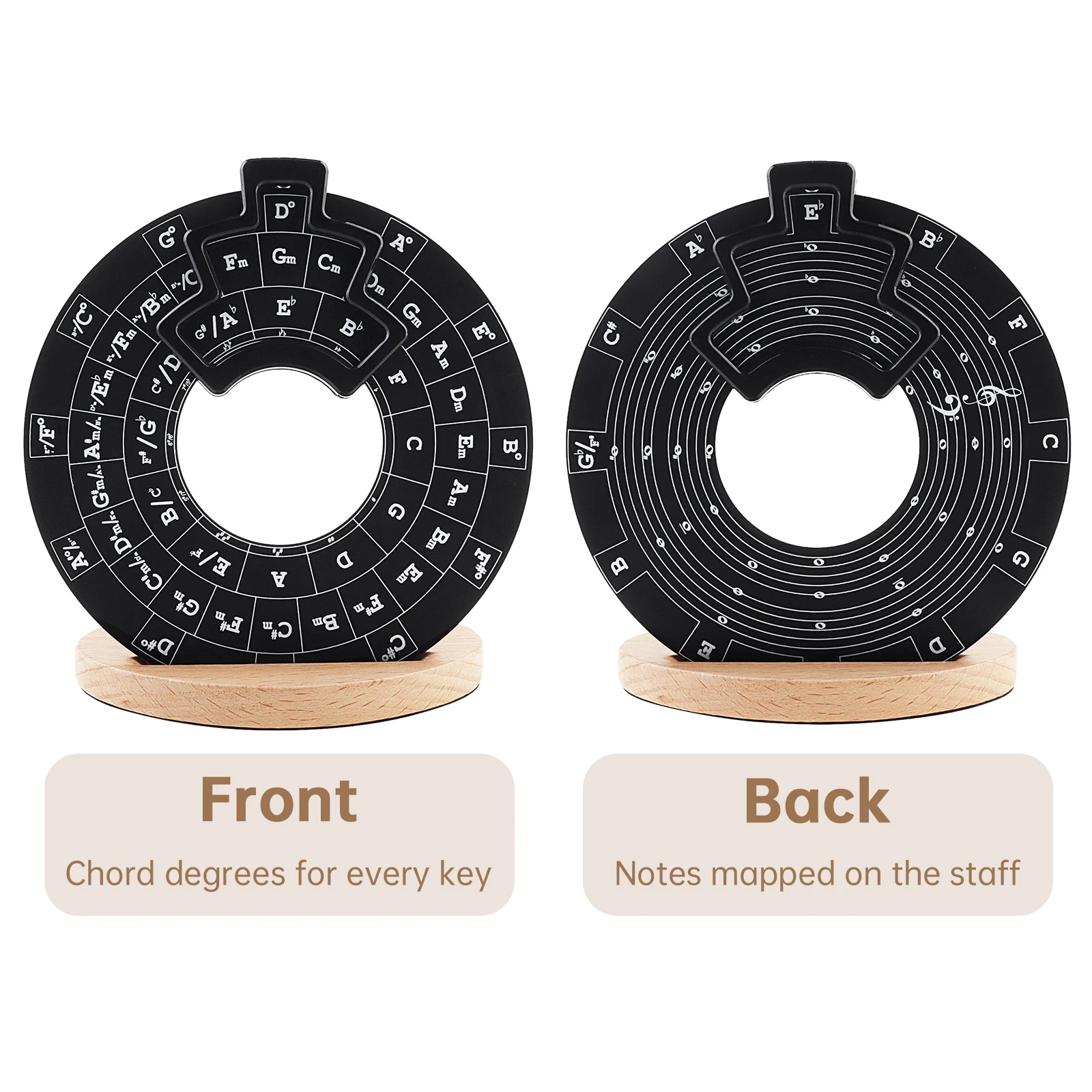 Acrylic Circle of Fifths Chord Melody Wheel for Musicians Songwriting with Solid Wood Stand Holder, Music Theory Learning Tool - view 3