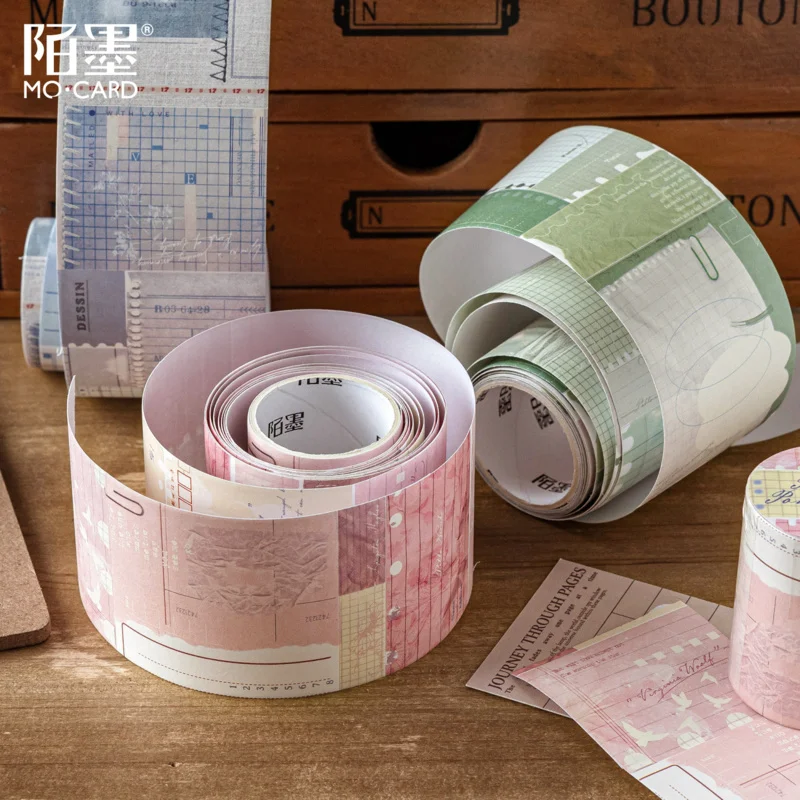 5x200cm Vintage beschreibbares Gitter-Washi-Tape, weicher Gitterhintergrund, Basisdekoration für Journal-Notizen.