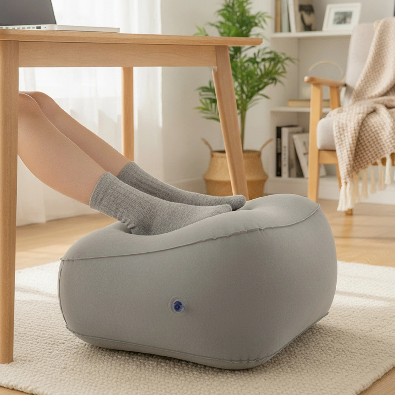 Inflatable Footrest Cushion Portable Inflatable Leg Rest Pillow Foot Rest Pillow Soft Furniture Comfortable for Travelers