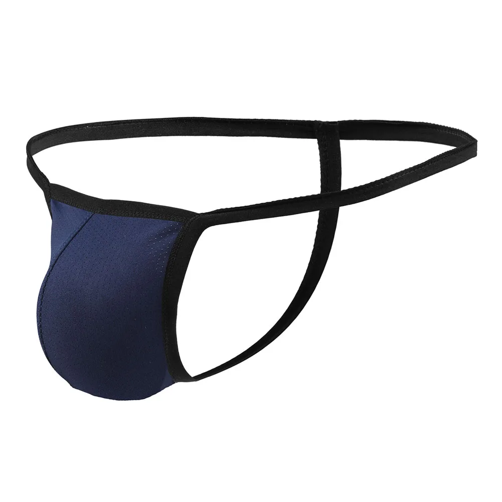 

Men Mesh Solid Color T-Back Breathable Bikini Femboy Pouch Underwear Erotic Hombre Underpant Panties Exposed Butt Thong G-String