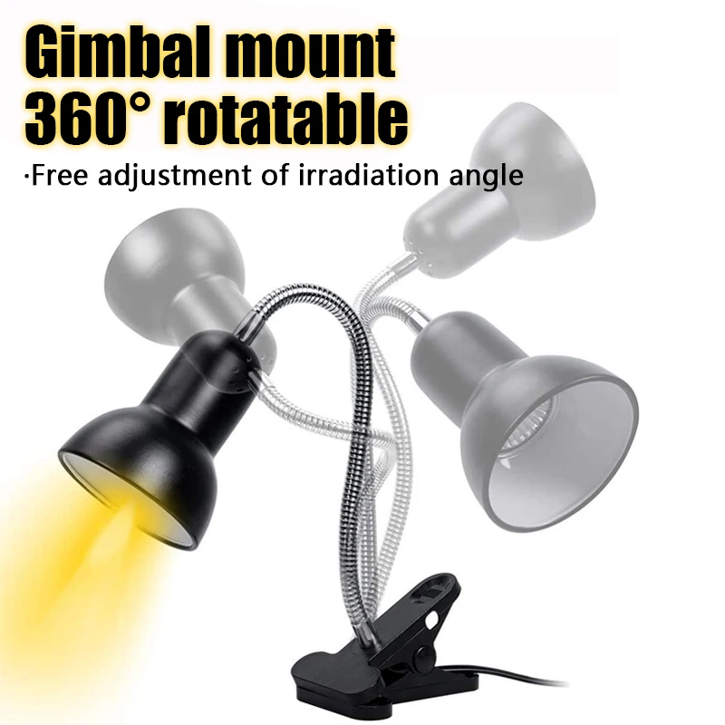 Reptile Heating Lamp Holder UVA UVB Light Rotatable Basking Spot Light Simulated Sunlight For Turtle Lizard Dimmable 220-240V