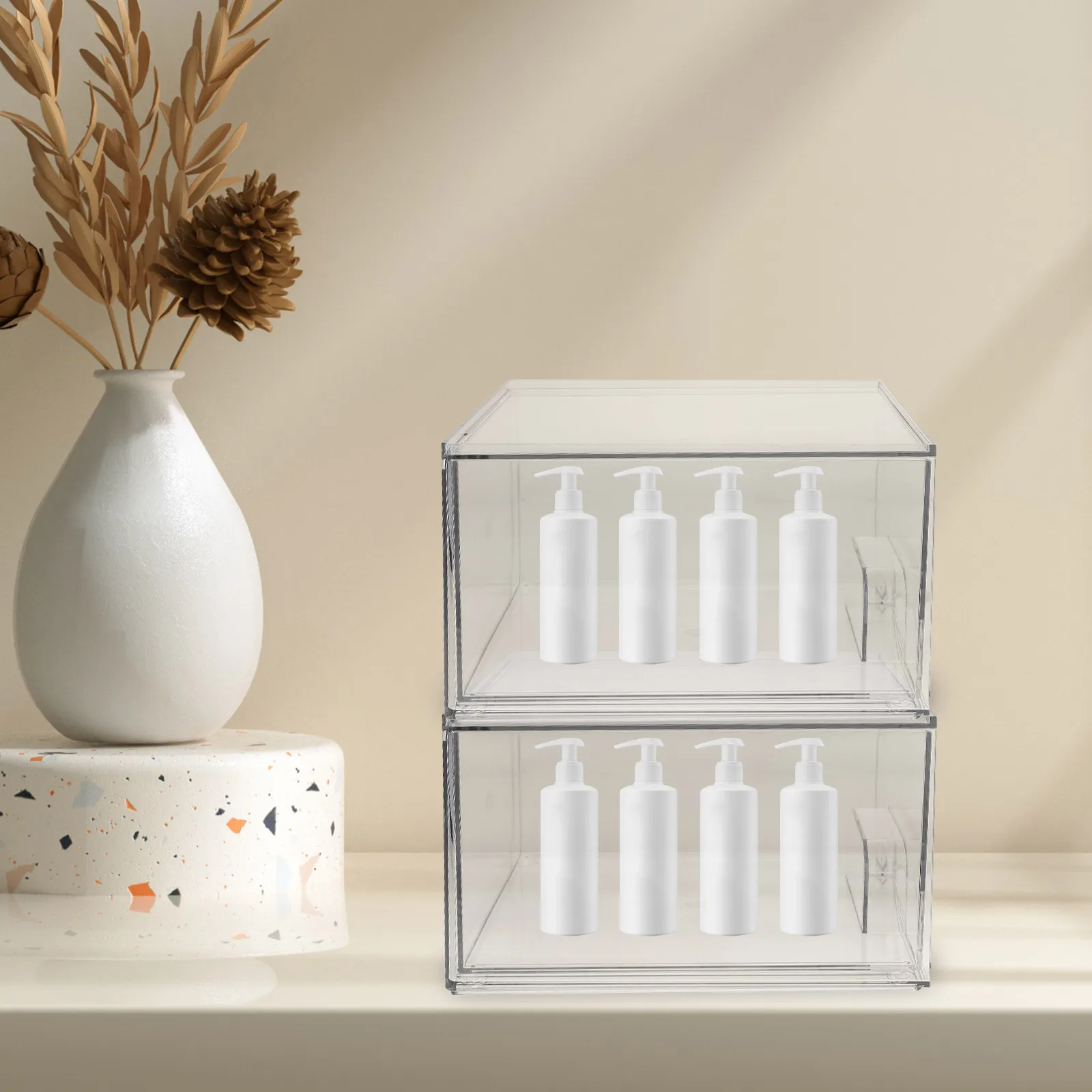 

Transparent Drawer Storage Box Plastic Desktop ganizer Make Up Case Stationery Multi Function Stackable Storage Bins Lightweight