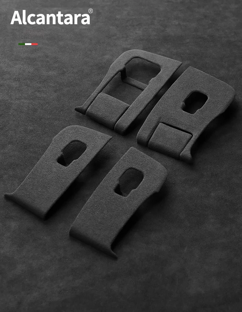 For Tesla Model 3/Y Alcantara Decoration-Steering Wheel Trims/Turn Signal Talks Cover/Windows Door Switch/Key Fob Holder