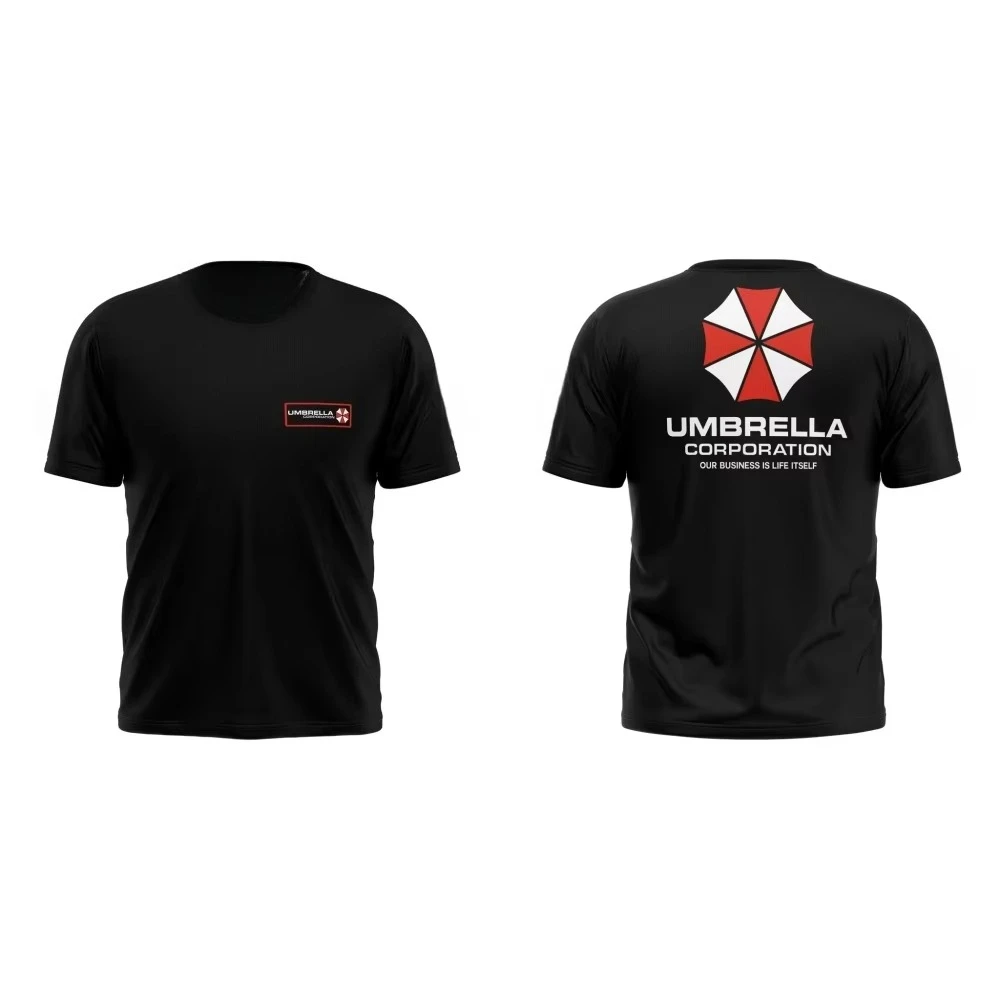 Umbrella Corporation T-shirt featuring the iconic logo and slogan, perfect for game fans. Couple's loose-fitting streetwear top