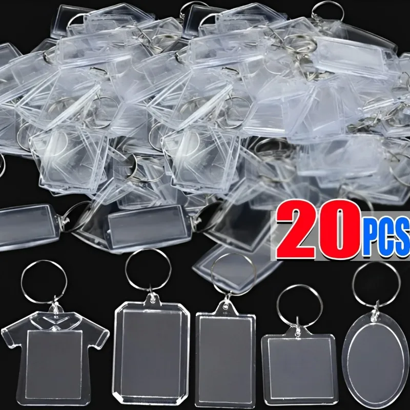 1/20pcs leere Acryl Bild Schlüssel bund DIY klare Einsatz Foto Split Schlüssel ring Rahmen Schlüssel anhänger Paar Jubiläum Abschluss geschenk