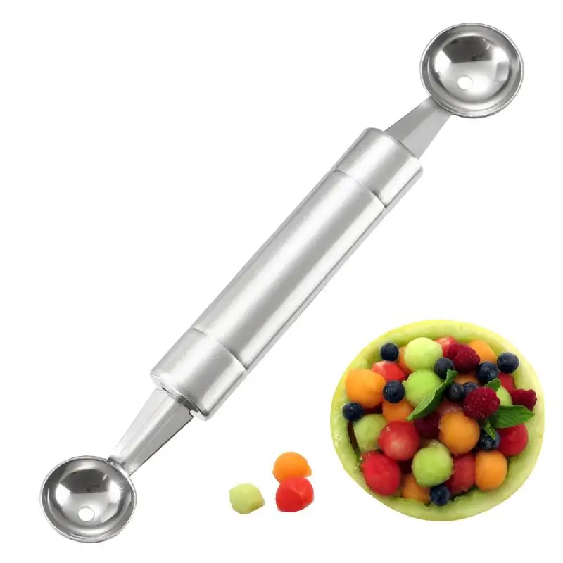 Doppelseitige Obst Baller Edelstahl Party Wassermelone Ball Cutter Löffel Lebensmittel Grade Küche Gadgets Mit Ergonomischem Griff