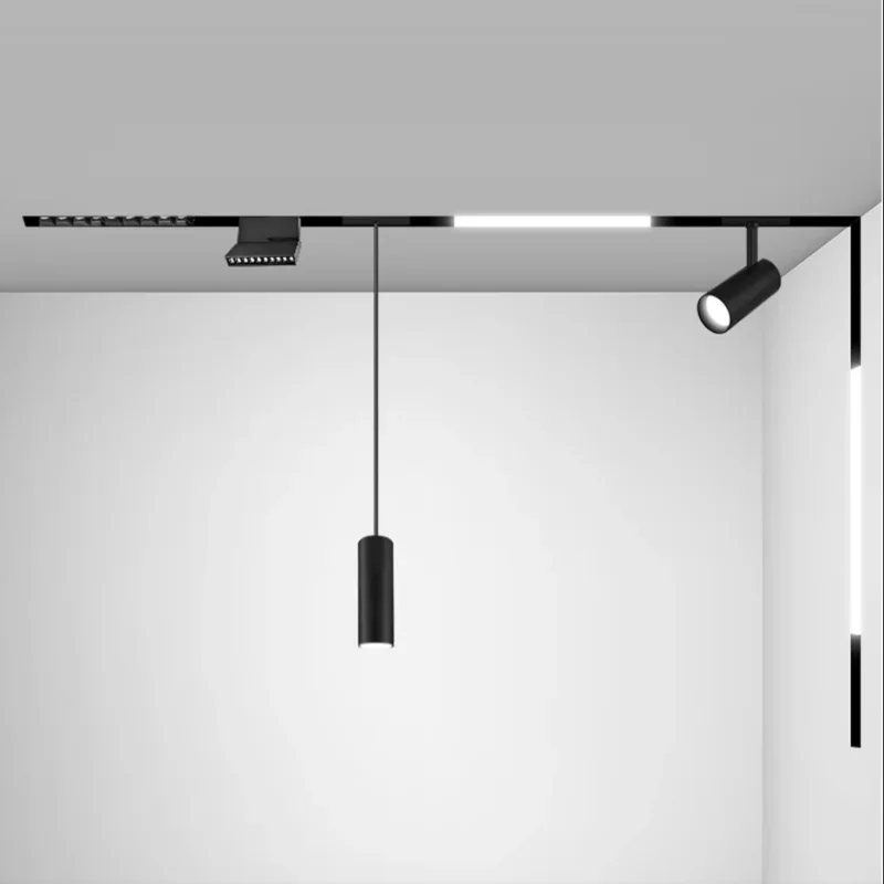 LED Magnetic Track Light Grille Flood Lamp Modern Embedded Flexible Linear Fixture LED Spotlight DC48V Ceiling Indoor Living