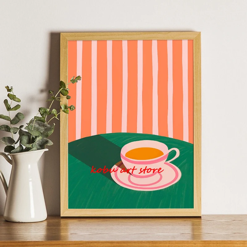 Retro Dining Fruit Orange Avocado Tomato Coffee Posters and Prints Canvas Painting Wall Art Picture for Food Kitchen Decor