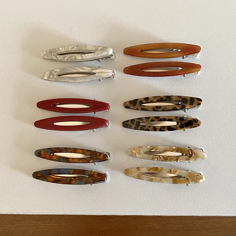 Набор из 2 ацетатных заколок для волос, овальных, с полостью, геометрических заколок, боковых шпилек, женских аксессуаров для волос овальная заколка для волос купить - №2