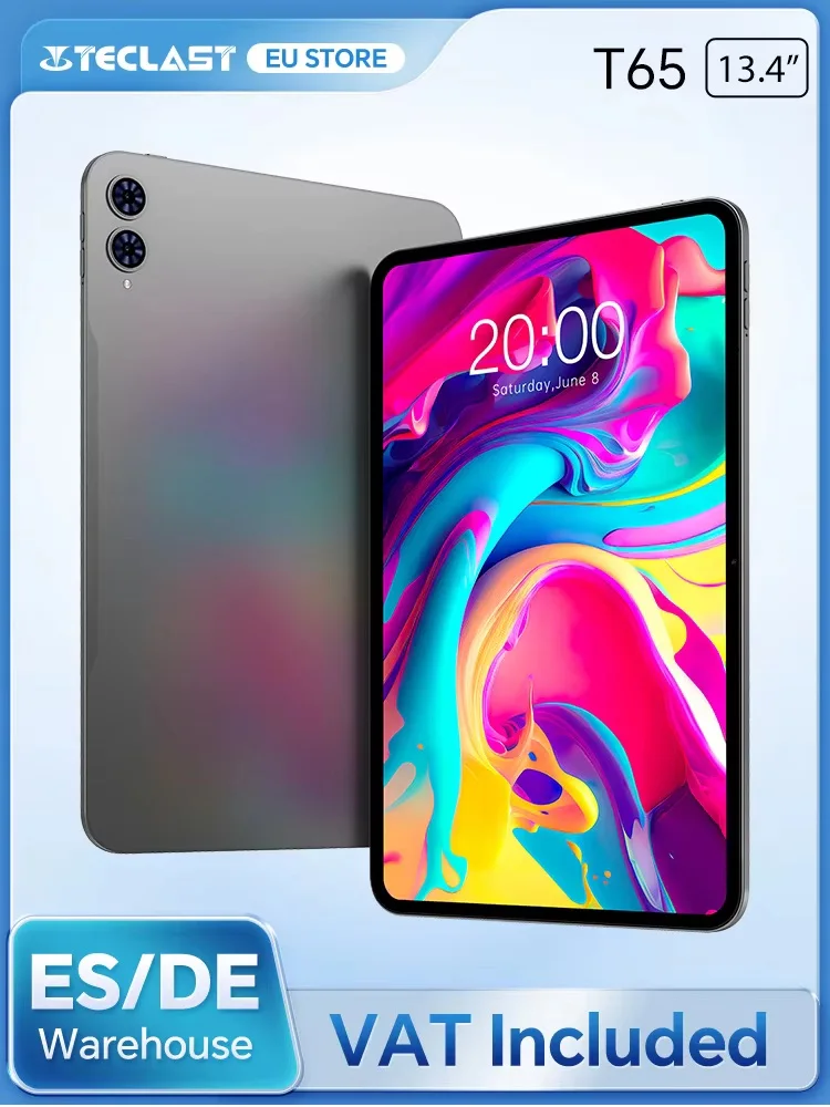 Teclast T65 Android 16 Tablet, 13,4 Zoll 120Hz Bildschirm, T7280 Octa-Core, Max. 26 GB RAM, 128 GB ROM (bis zu 1 TB), 4G LTE, 8000 mAh, Widevine L1