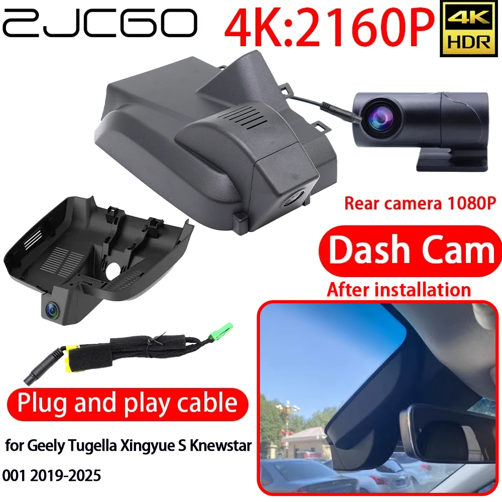 ZJCGO for Geely Tugella Xingyue S Knewstar 001 2019-2025 4K Car DVR Dash Cam Wifi Front Video Recorder Camera 24h Monitor 2160P