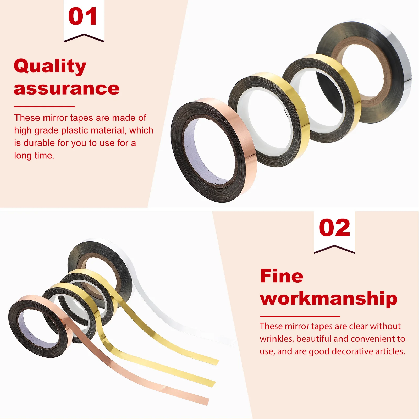 

4 Rolls Clear Mirror Decorative Tapes Durable Mirror Tapes for Wedding Party Home Festival Decoration Home Decors