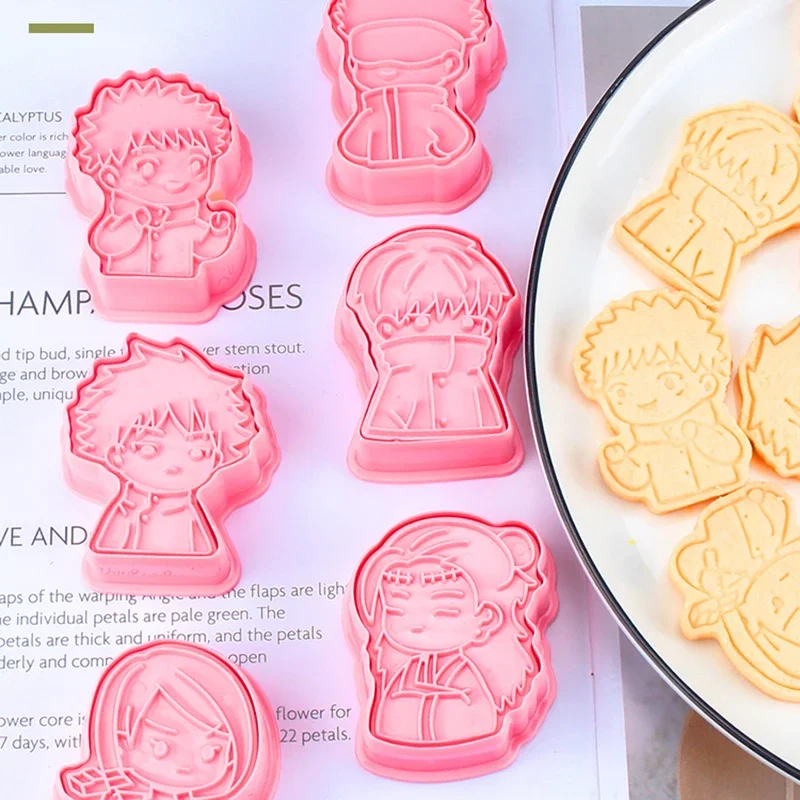 6pcs Anime Jujutsu Kaisen Cookie Cutters Set Baking 3D Press Stamp Embosser Biscuit Mold Cookie Stamp Cutter Cake DIY Mold