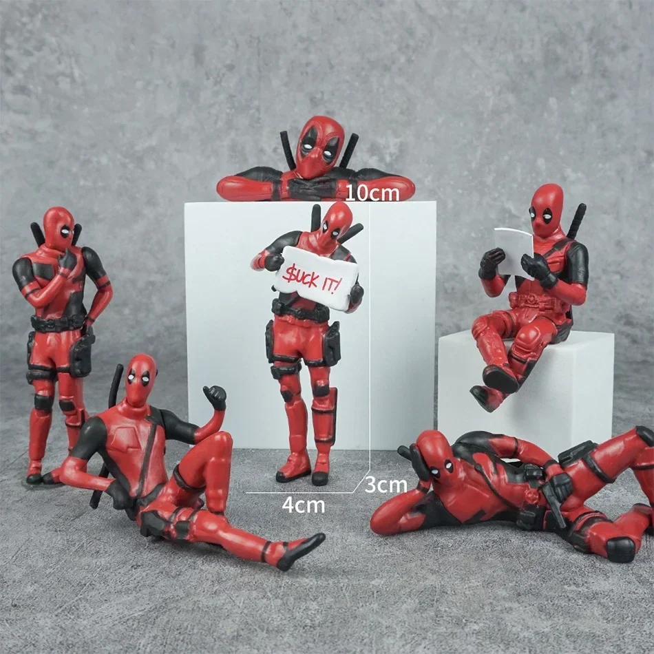 6 Desk Decoration Deadpool Car Home Office 8cm X-MAN Funny Cute Figure Model Toys