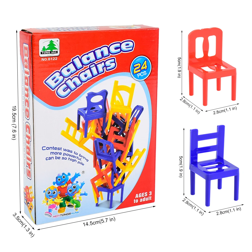 Kids Folding Chair Balanced Toys Desktop Fun Party Game Balance Chairs Adult Children\'s Stacking Games Interactive Toy Gift