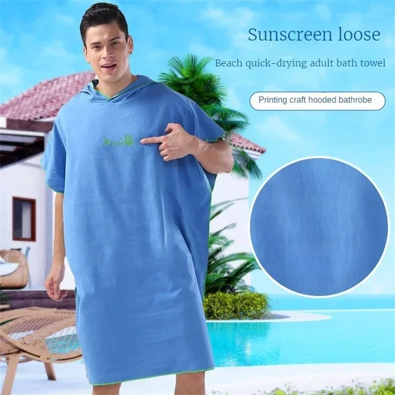 Mikrofaser-Kapuzenhandtuch für Herren und Damen, zum Schwimmen, Strand, Reisen, schnell trocknend, Wickelmantel, Umhang, Badetuch, Bademantel, Surf-Poncho, Sauna, Spielen – Detail 9