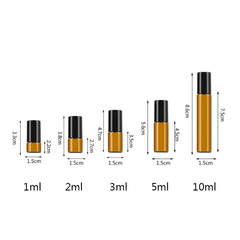 5-50 قطعة 1 مللي 2 مللي 3 مللي 5 مللي 10 مللي لفة زجاجية على زجاجات للزيوت الأساسية العنبر إعادة الملء الزجاج الأسطوانة قوارير زيت معدنية زجاجة صغيرة