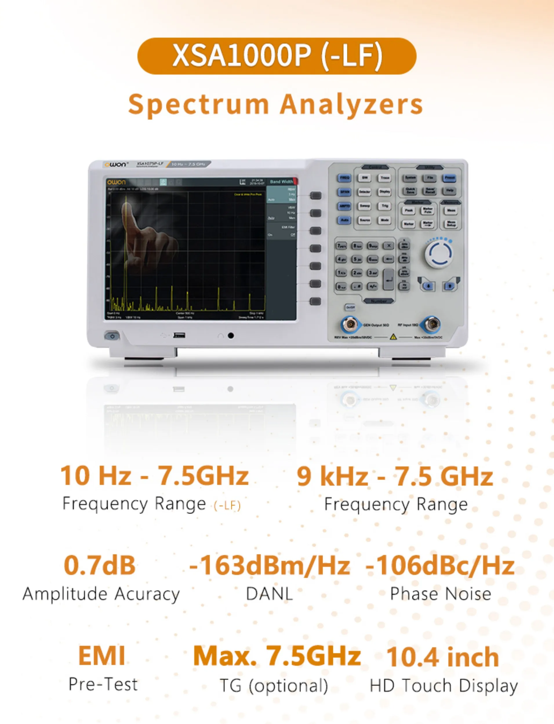 OWON XSA1015P-TG XSA1032P-TG Spektrumanalysator 9KHz-3,2GHz 1Hz Auflösung Multi-Touchscreen EMC USB LAN HDMI Tracking Generator – Detail 3