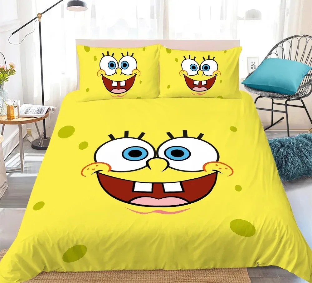 Bob l'éponge ensemble de literie Double taille draps de lit Double housse de couette 240x220 ensembles de linge de lit couette reine luxe maison